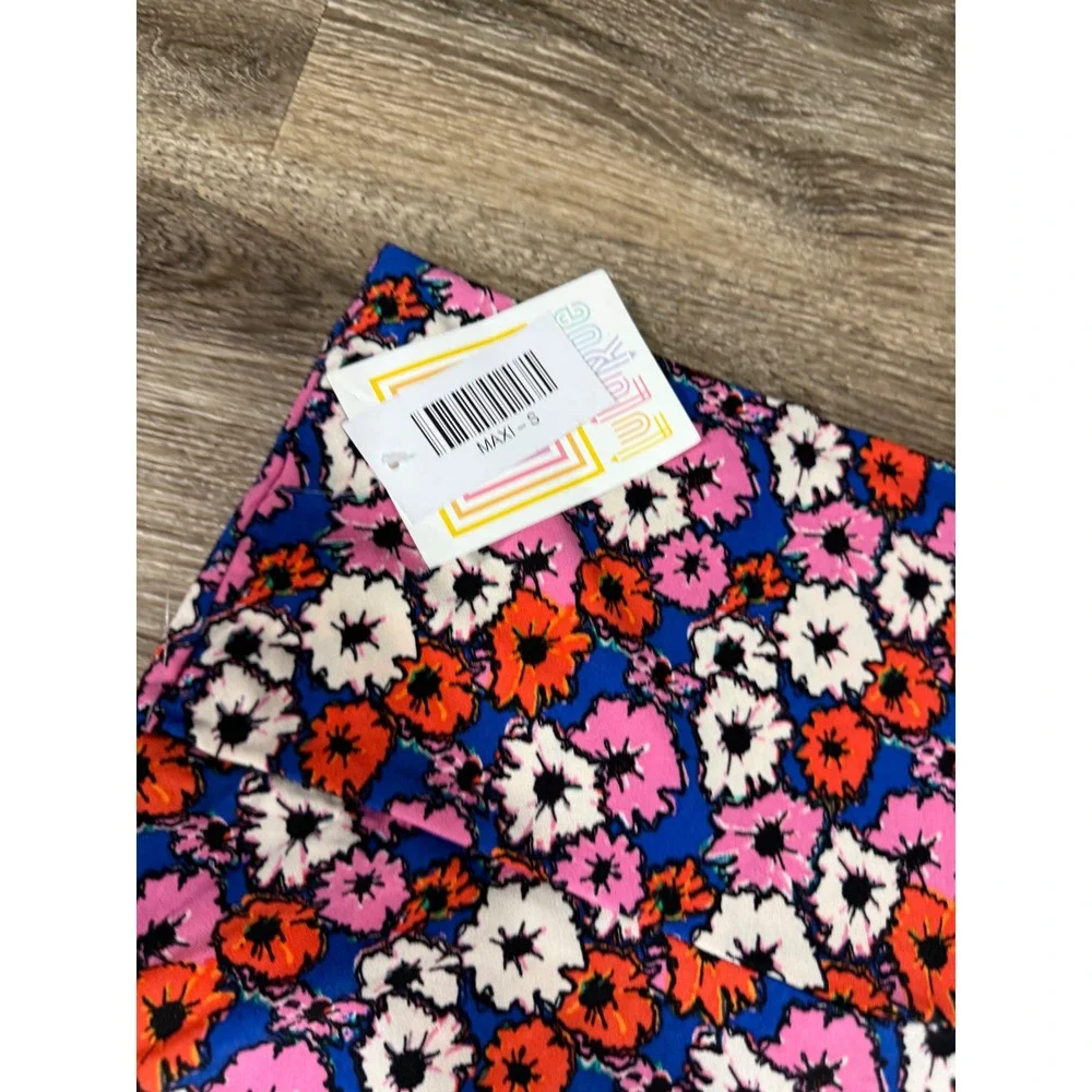LulaRoe Maxi Skirt Small Floral Pink‎ Orange Blue High Waist A-Line Stretch NEW